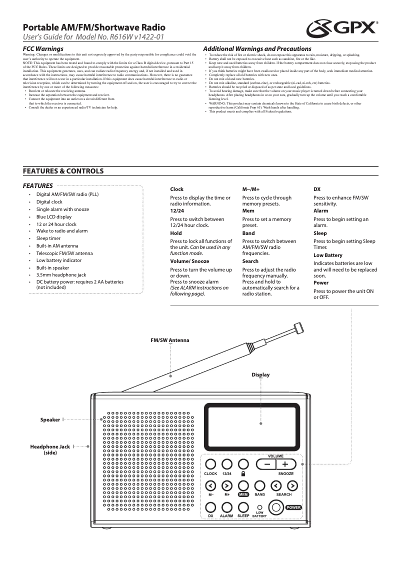 Image de la première page du manuel de l'appareil R616W
