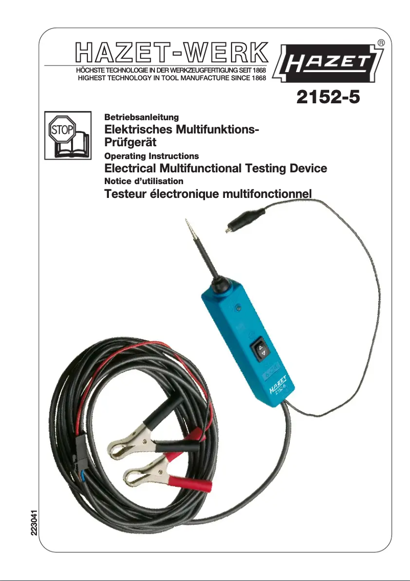 Page 1 de la notice Manuel utilisateur Hazet 2152-5