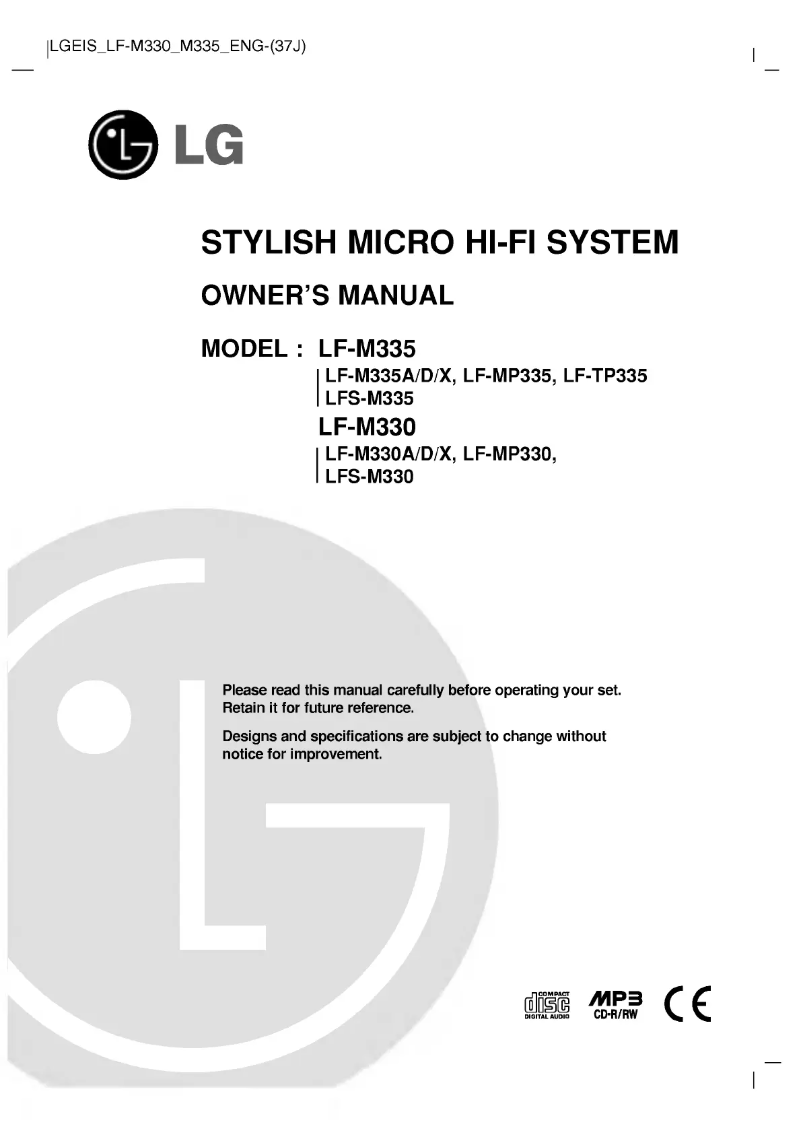 Image de la première page du manuel de l'appareil LF-M330