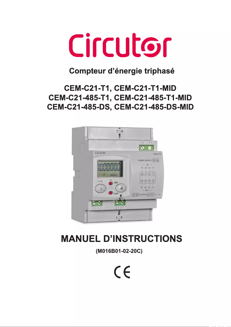Page 1 de la notice Manuel utilisateur CIRCUTOR CEM-C21-485-DS-MID