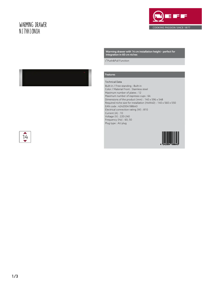 Page n°1 - Fiche technique Neff N17HH10N0A