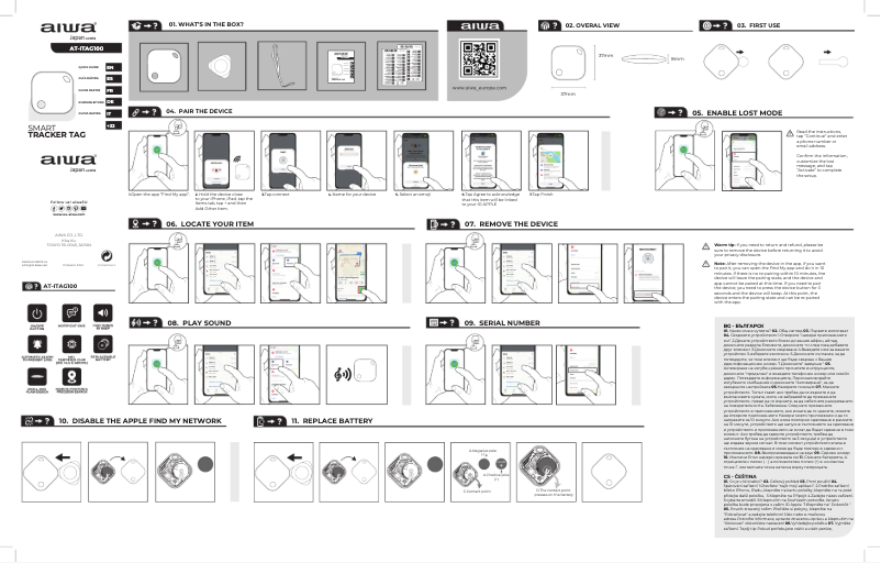 Page 1 de la notice Manuel utilisateur Aiwa AT-ITAG100