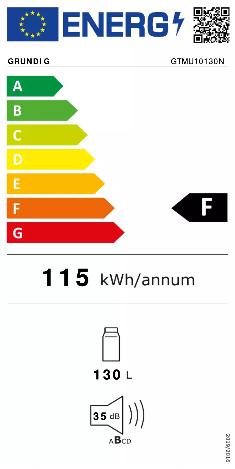 Page n°1 - Label énergétique Grundig GTMU10130N