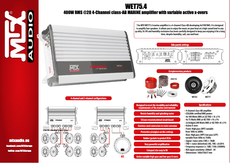 Page n°1 - Fiche technique MTX Audio WET75.4