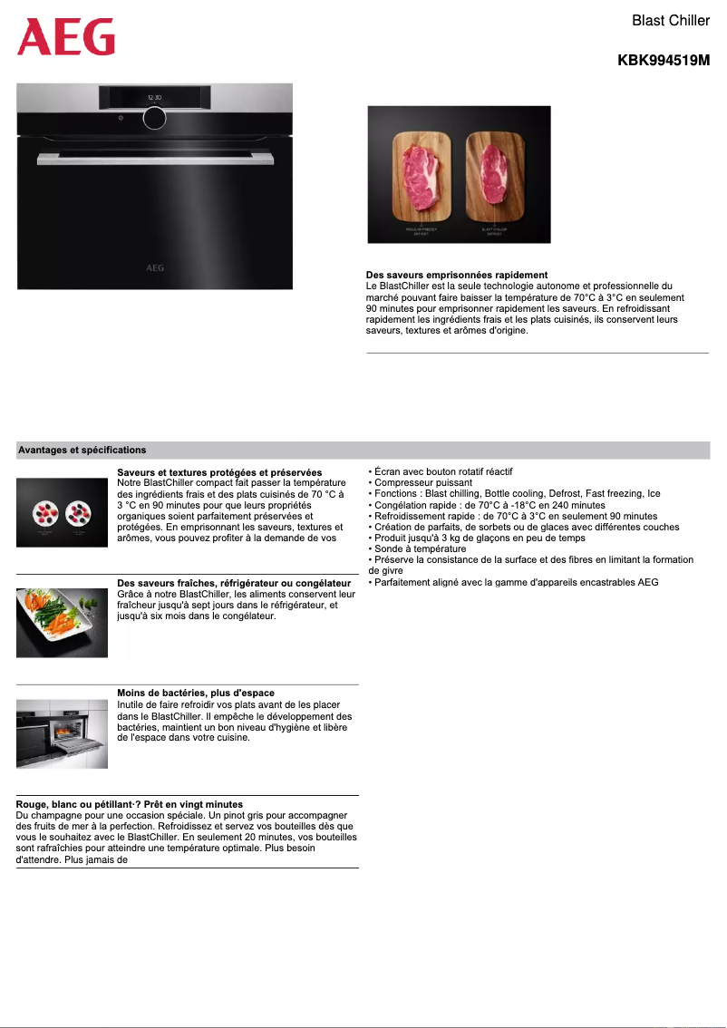 Página 1 del manual Ficha técnica AEG KBK994519M