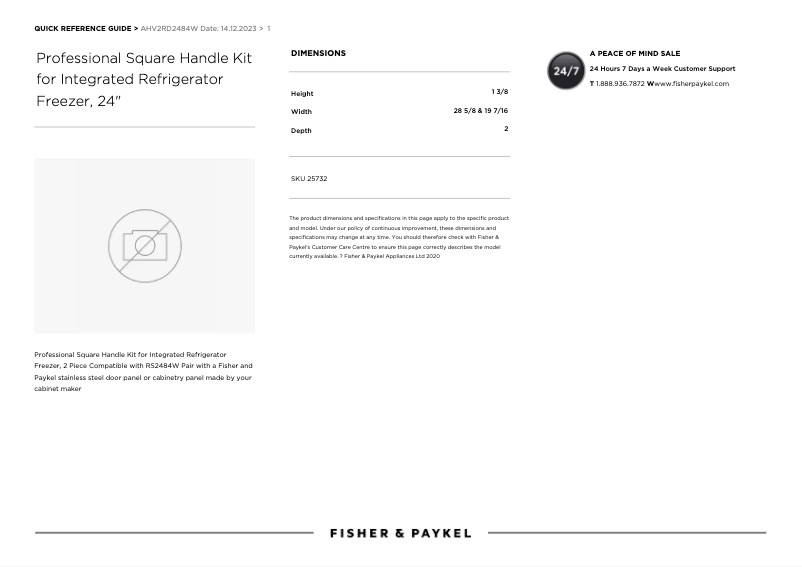 Page 1 de la notice Manuel utilisateur Fisher & Paykel AHV2RD2484W