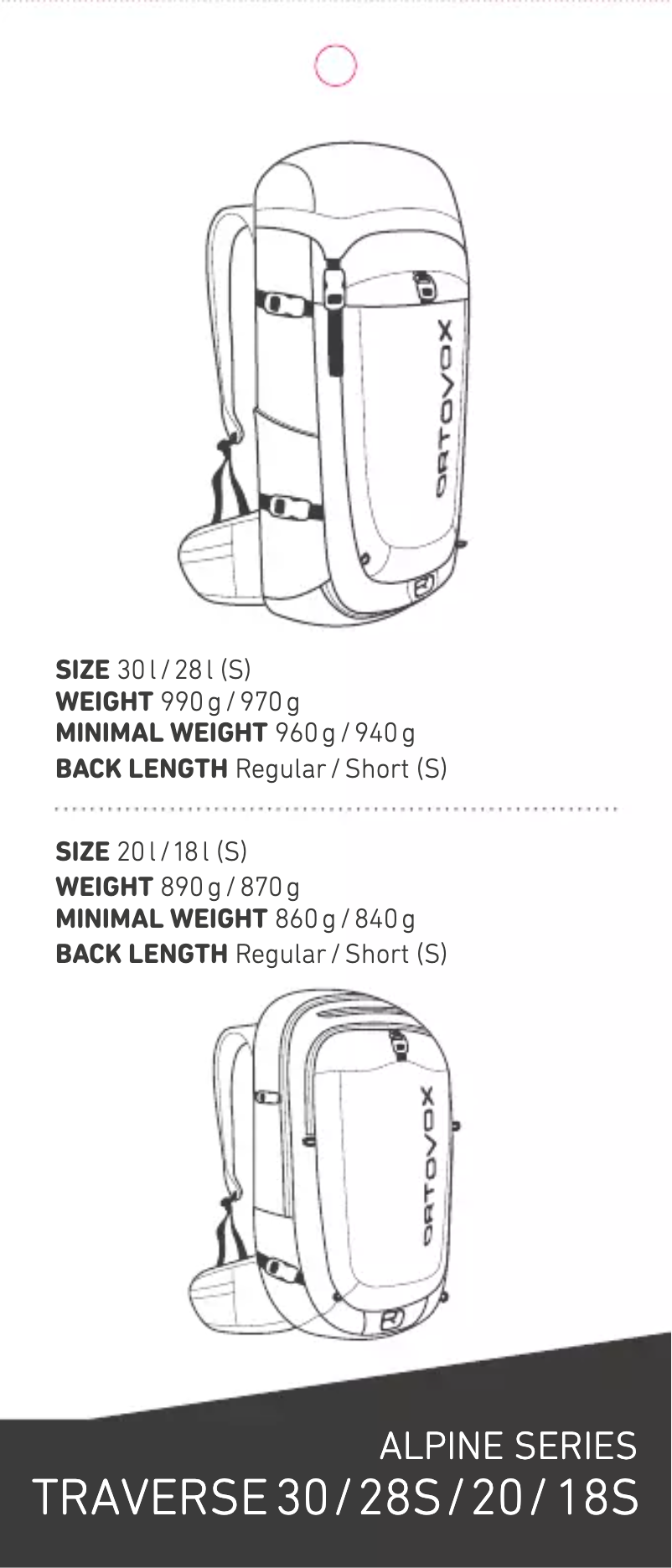 Page 1 de la notice Manuel utilisateur Ortovox Traverse 20