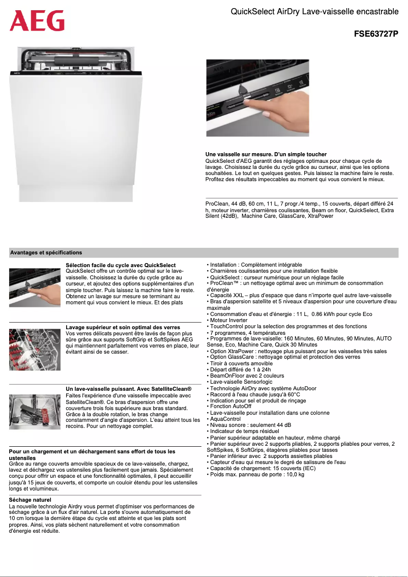 Page n°1 - Fiche technique AEG FSE63727P