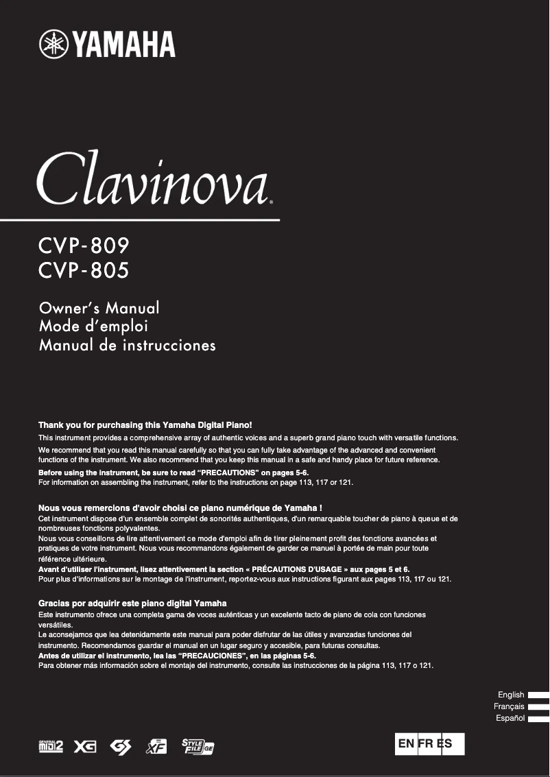 Image de la première page du manuel de l'appareil Clavinova CVP-805