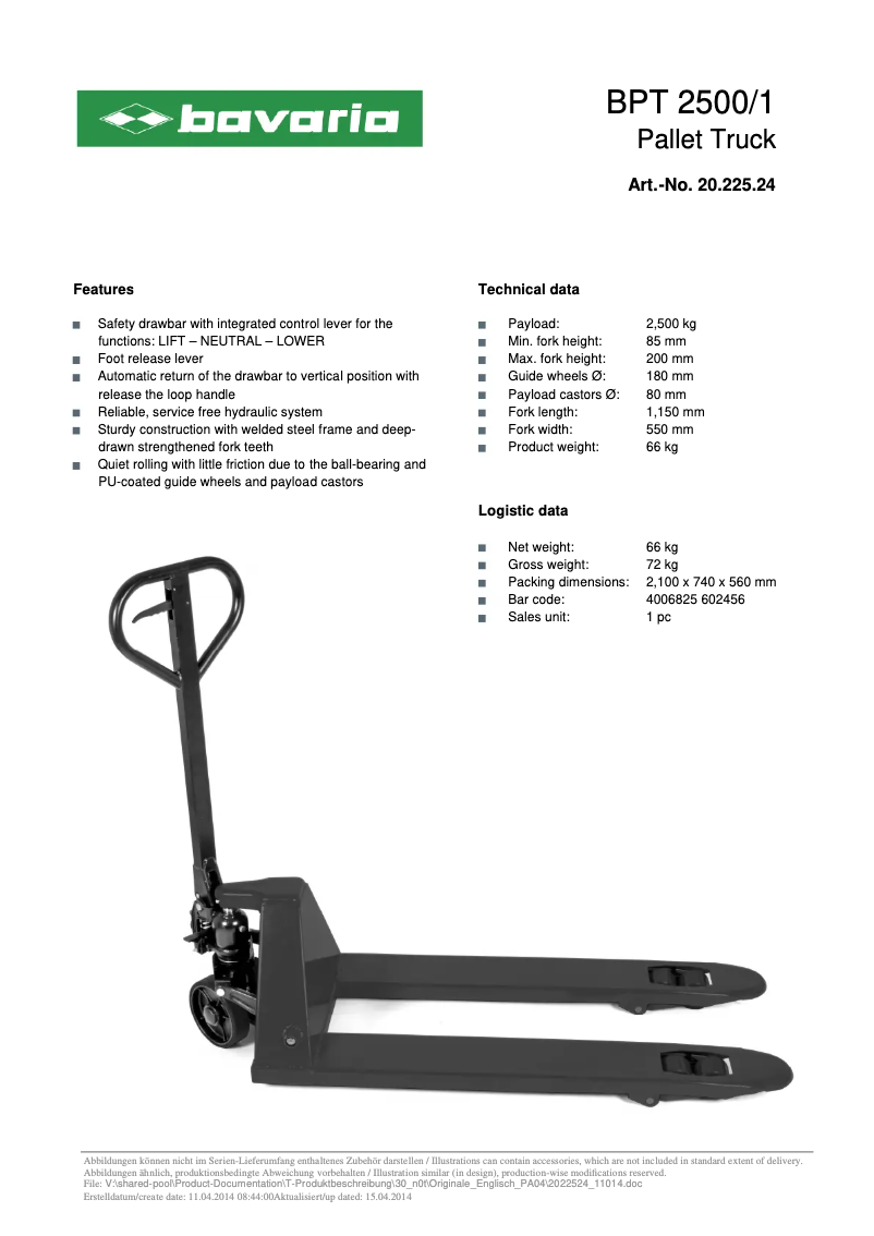 Page n°1 - Manuel utilisateur Bavaria BPT 2500/1