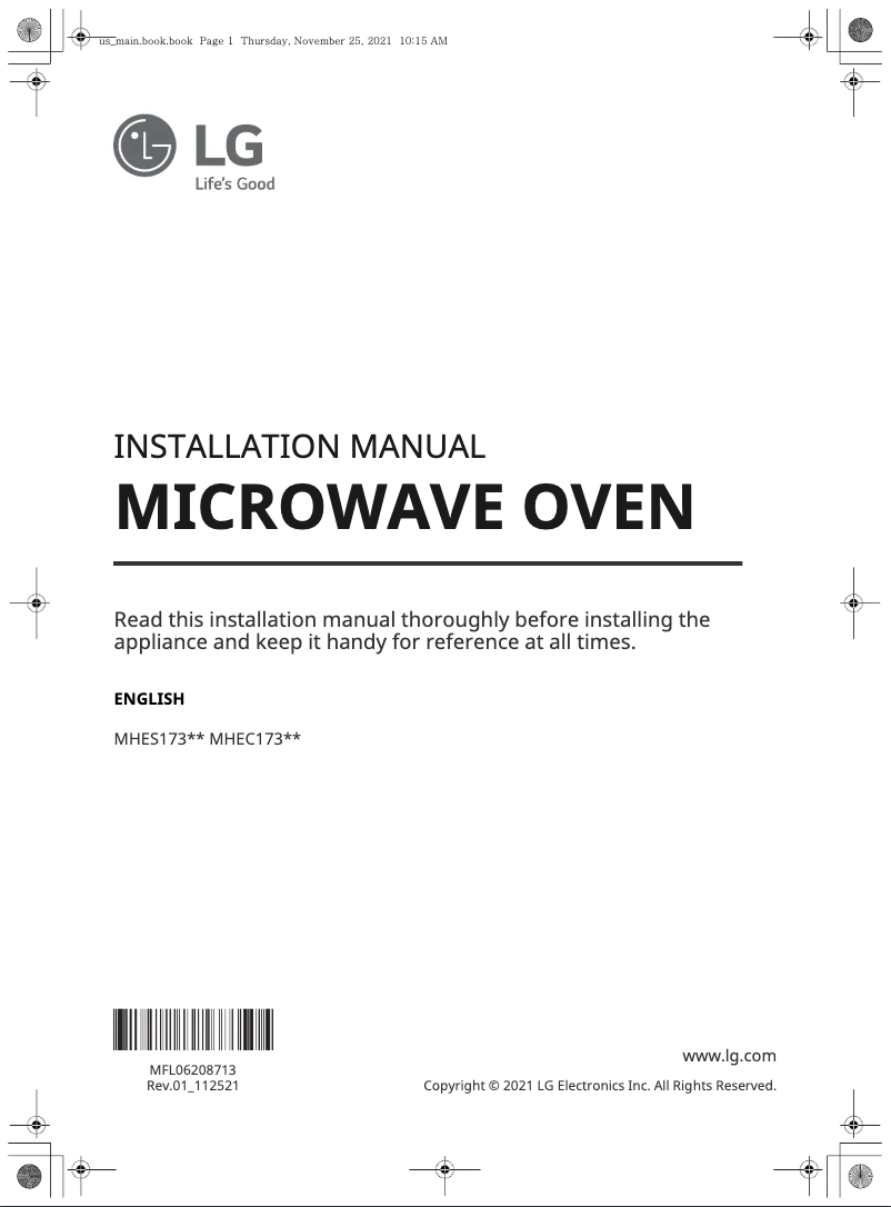 Página 1 del manual Guía de instalación LG MHEC1737F