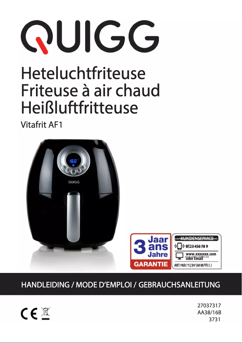 Page 1 de la notice Manuel utilisateur Quigg Vitafrit AF1