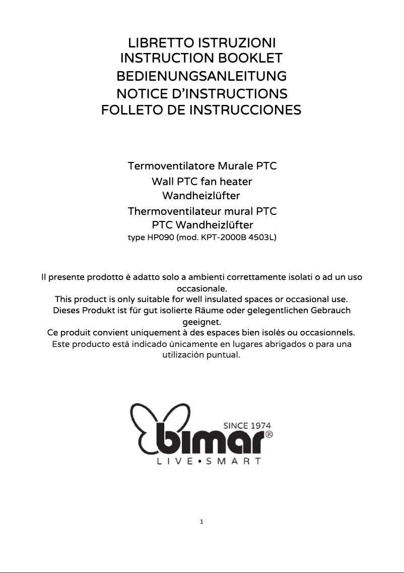 Page 1 de la notice Manuel utilisateur Bimar HP090