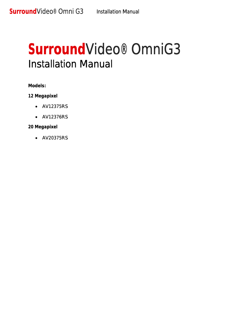 Image de la première page du manuel de l'appareil SurroundVideo Omni G3 AV20375RS