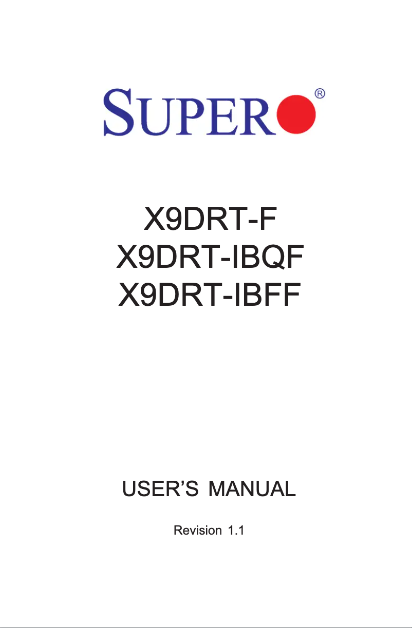Page 1 de la notice Manuel utilisateur Supermicro X9DRT-F