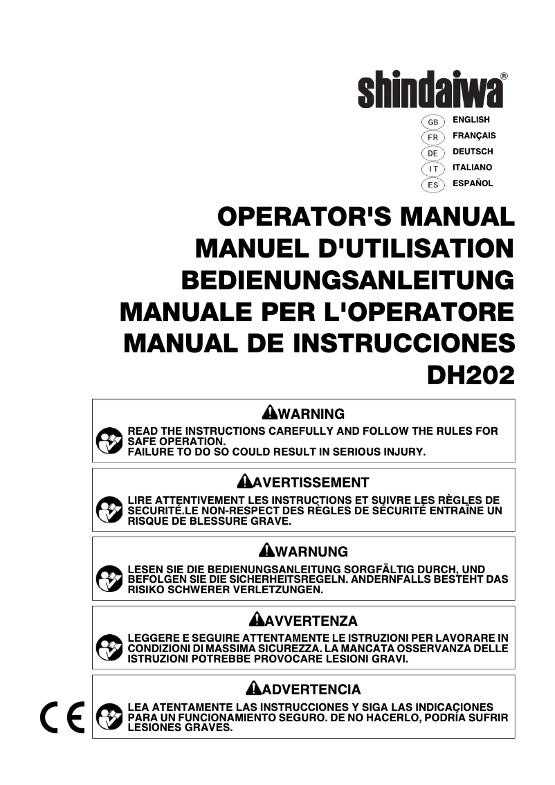 Image de la première page du manuel de l'appareil DH202