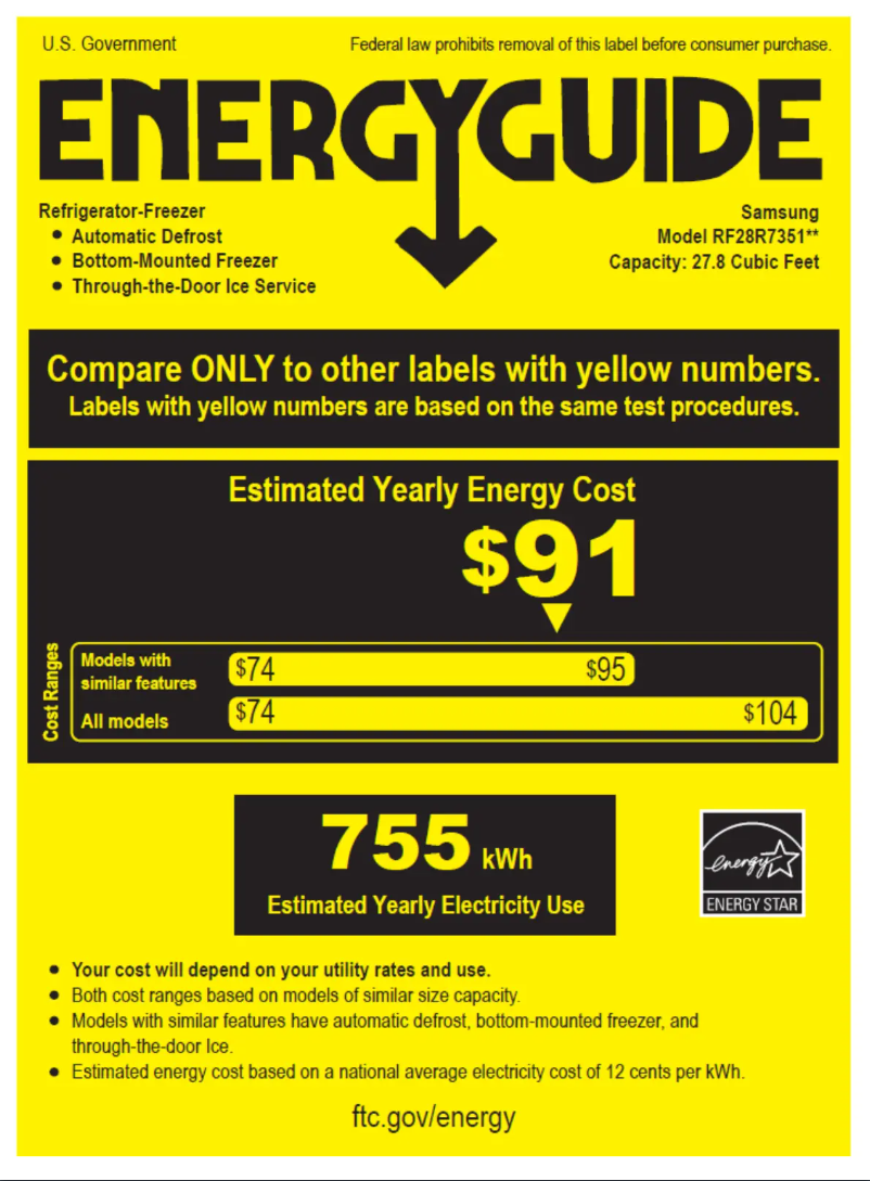 Page n°1 - Label énergétique Samsung RF28R7351SR