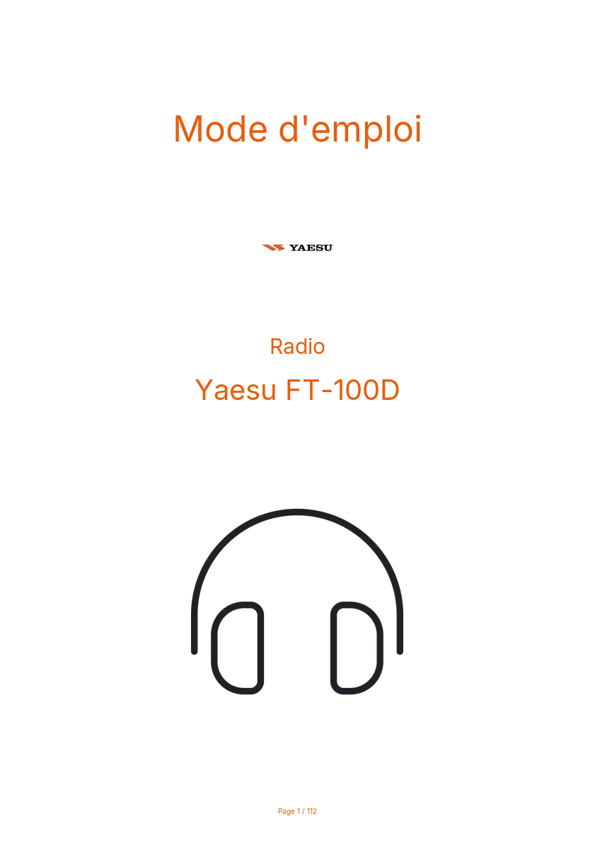 Image de la première page du manuel de l'appareil FT-100D