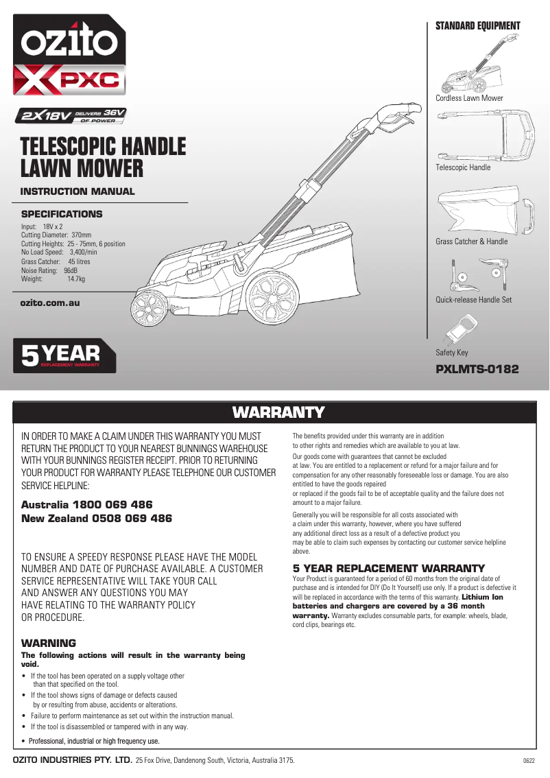 Imagen de la primera página del manual del dispositivo PXLMTK-4182