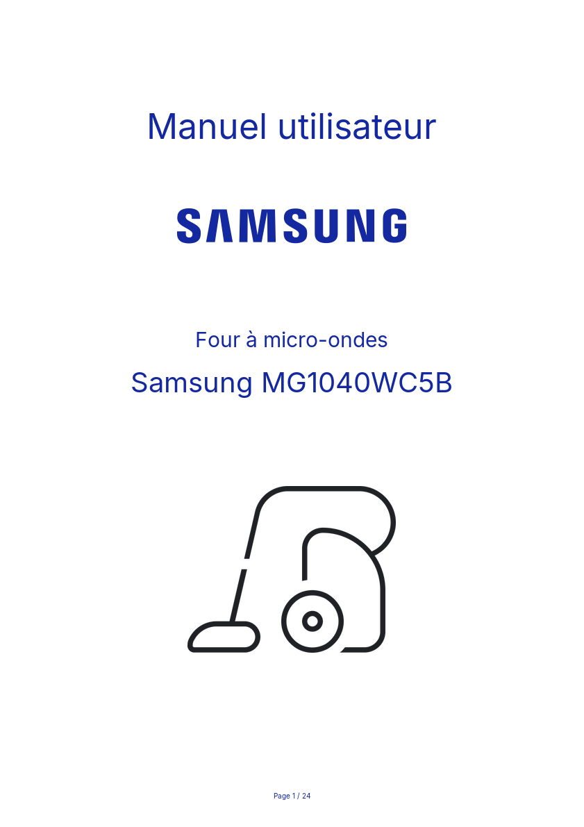 Page n°1 - Manuel utilisateur Samsung MG1040WC5B