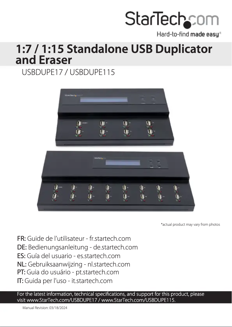 Image de la première page du manuel de l'appareil USBDUPE17