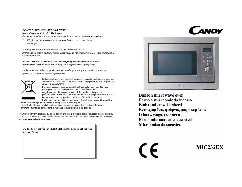 Image de la première page du manuel de l'appareil FM MIC 232 EX