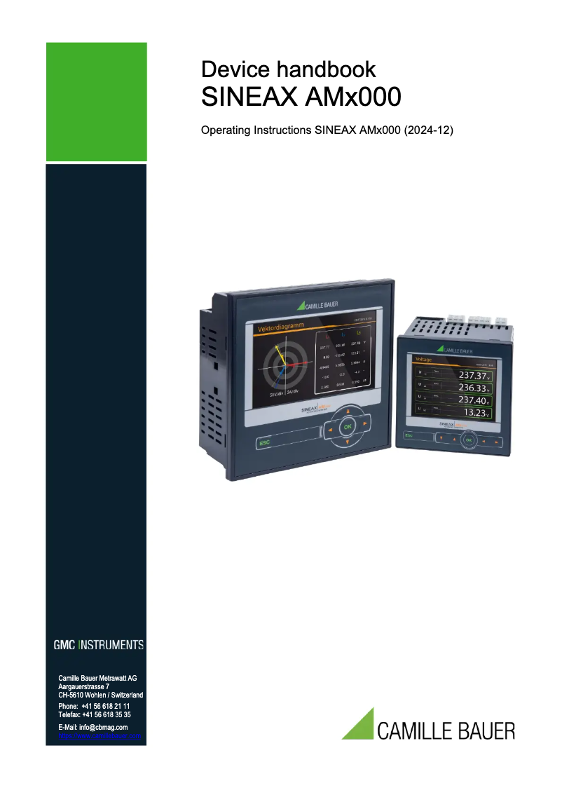 Page 1 de la notice Manuel utilisateur Camille Bauer SINEAX AM3000