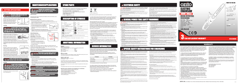 Page 1 de la notice Manuel utilisateur Ozito ECS-2040U