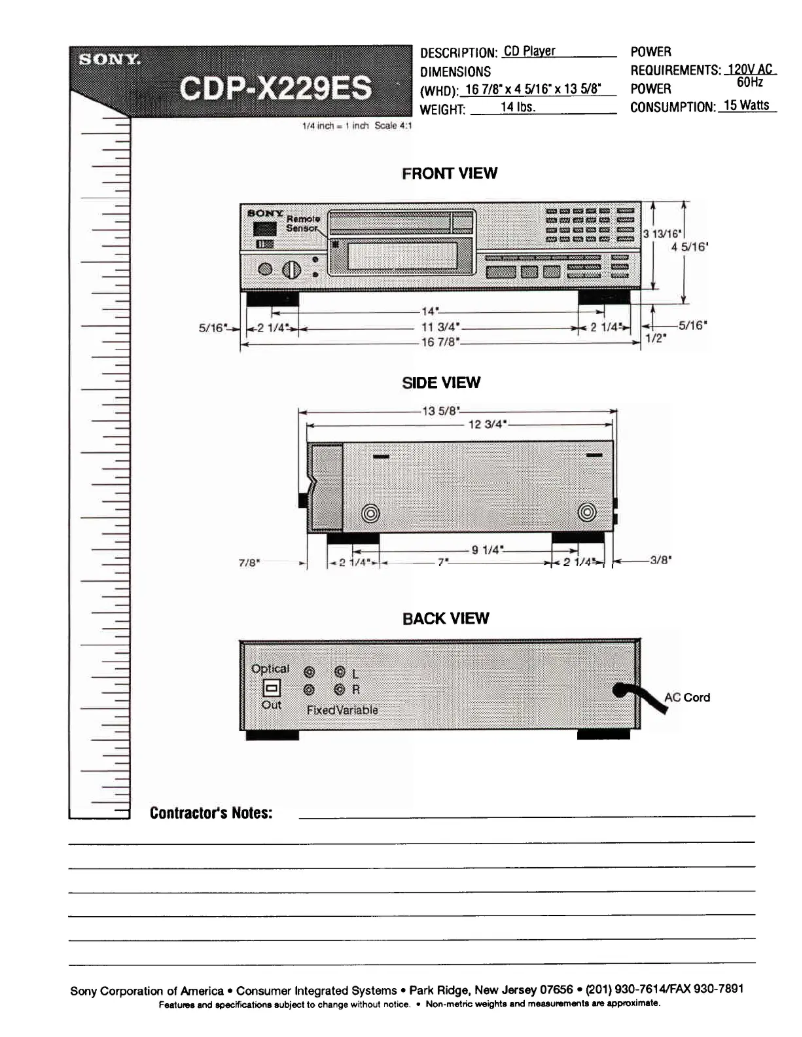 Page 1 de la notice Guide d'installation Sony CDP-X229ES