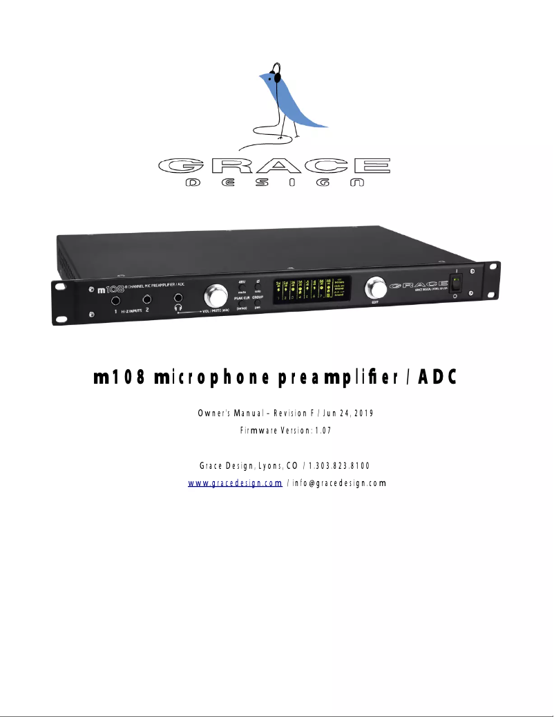 Page n°1 - Manuel utilisateur Grace Design M108