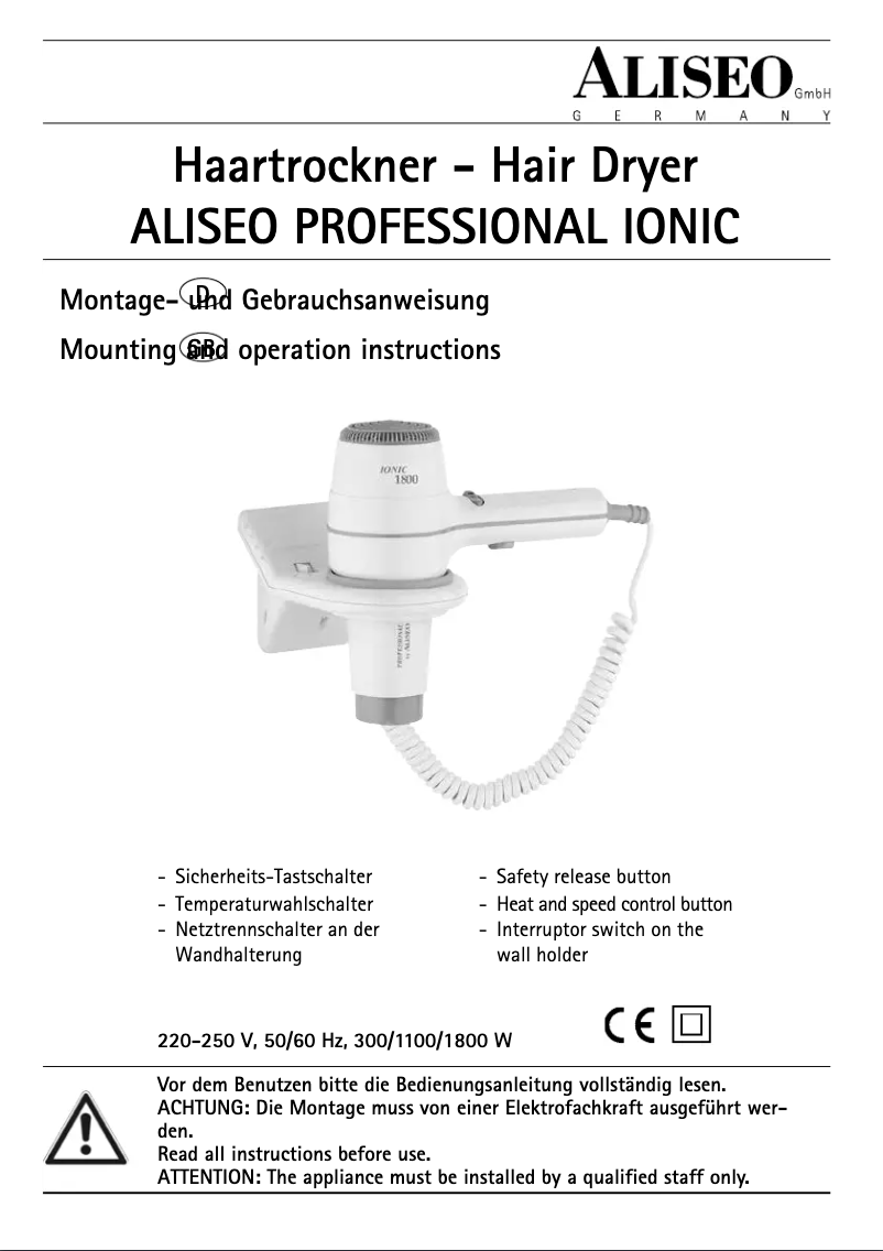 Image de la première page du manuel de l'appareil Professional Ionic