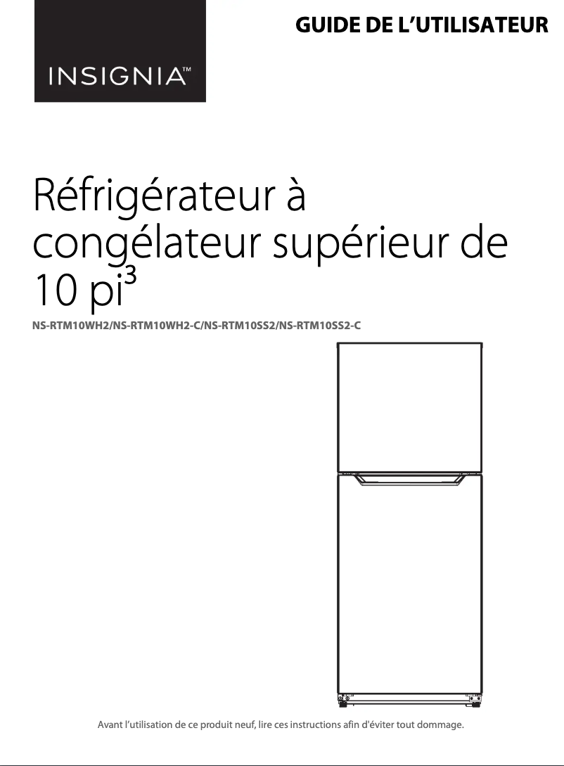 Page 1 de la notice Manuel utilisateur Insignia NS-RTM10WH2
