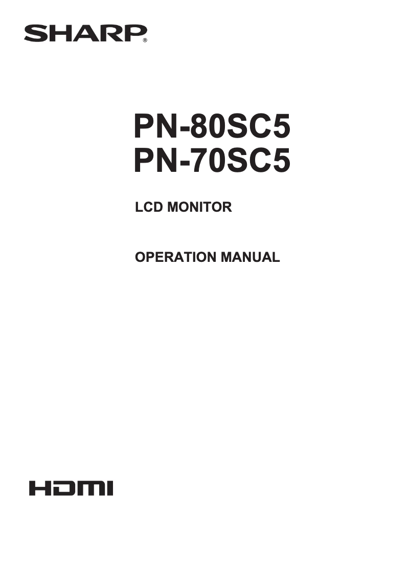 Page n°1 - Manuel utilisateur Sharp PN-80SC5