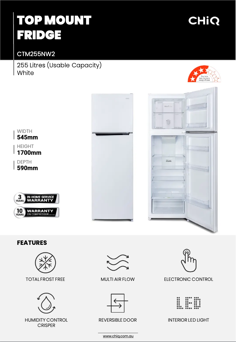 Page 1 de la notice Fiche technique CHiQ CTM255NW2