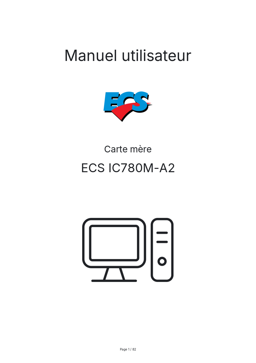 Page n°1 - Manuel utilisateur ECS IC780M-A2