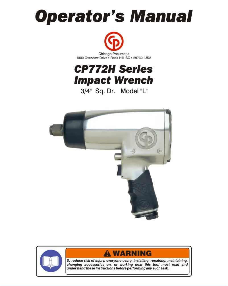 Page n°1 - Manuel utilisateur Chicago Pneumatic CP772H