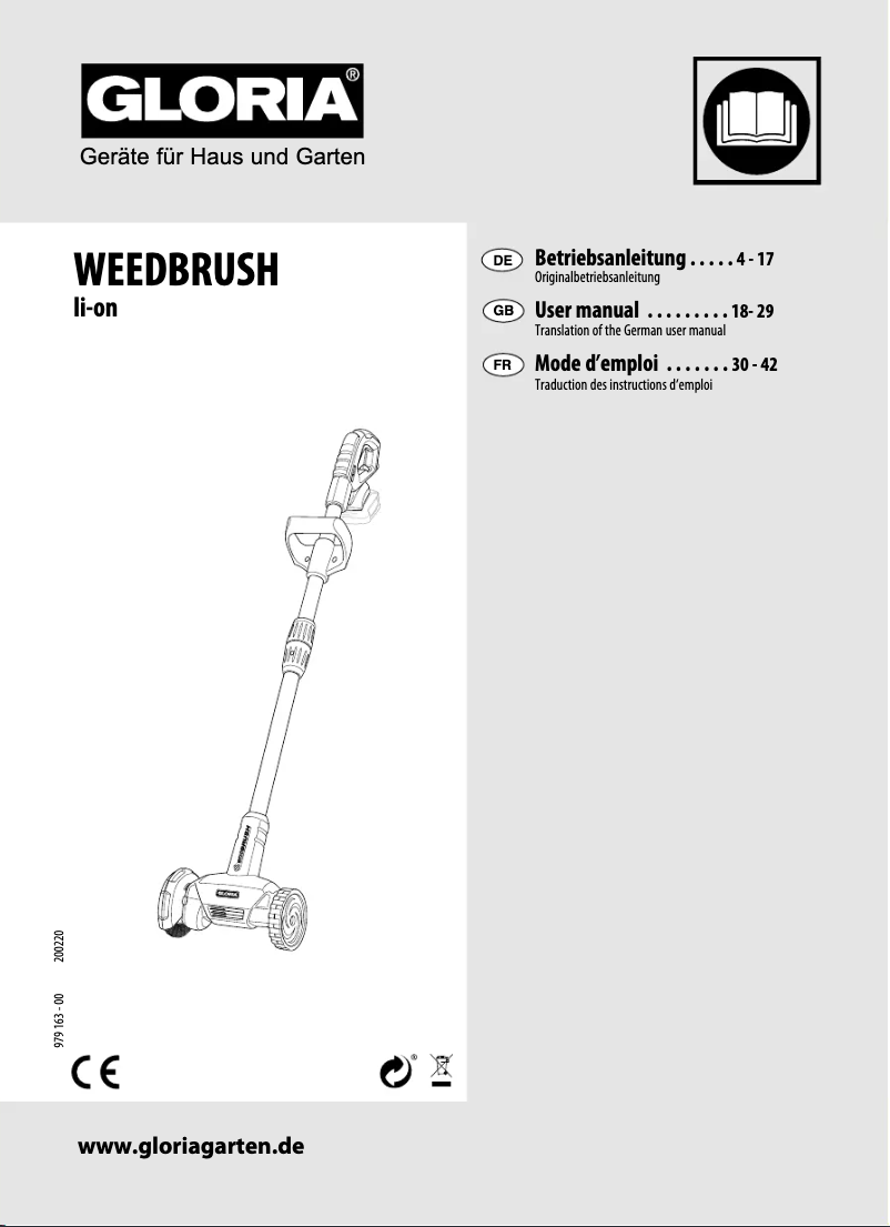 Page n°1 - Manuel utilisateur GLORIA WeedBrush