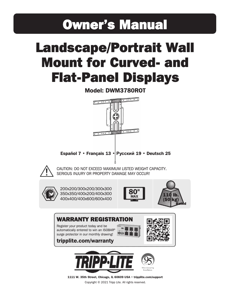 Página 1 del manual Manual de usuario Tripp Lite DWM3780ROT