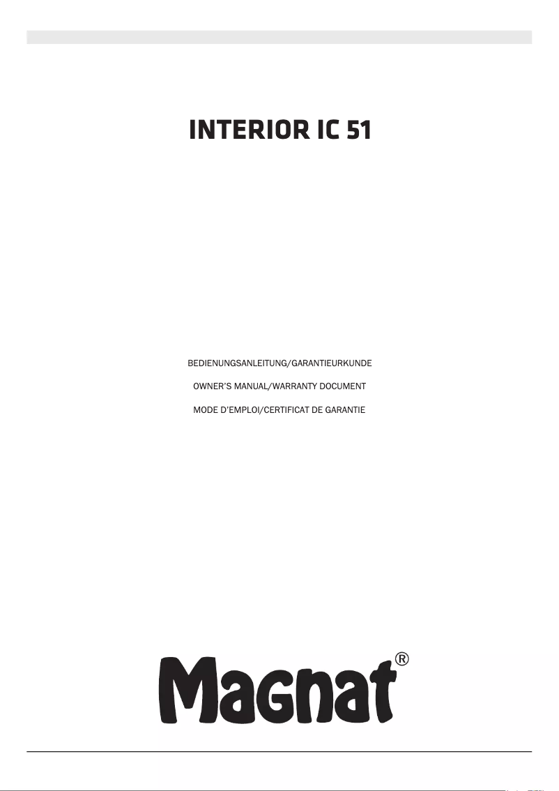 Page 1 de la notice Manuel utilisateur Magnat Interior IC 51