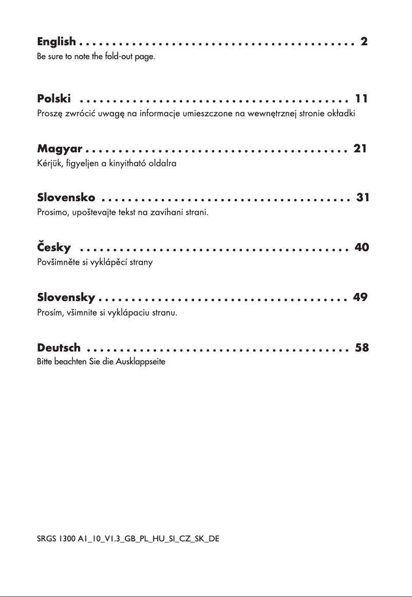 Page n°1 - Manuel utilisateur SilverCrest SRGS 1300 A1