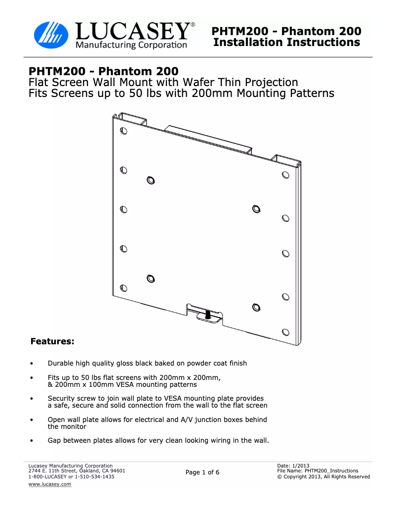 Page n°1 - Manuel utilisateur Lucasey PHTM200