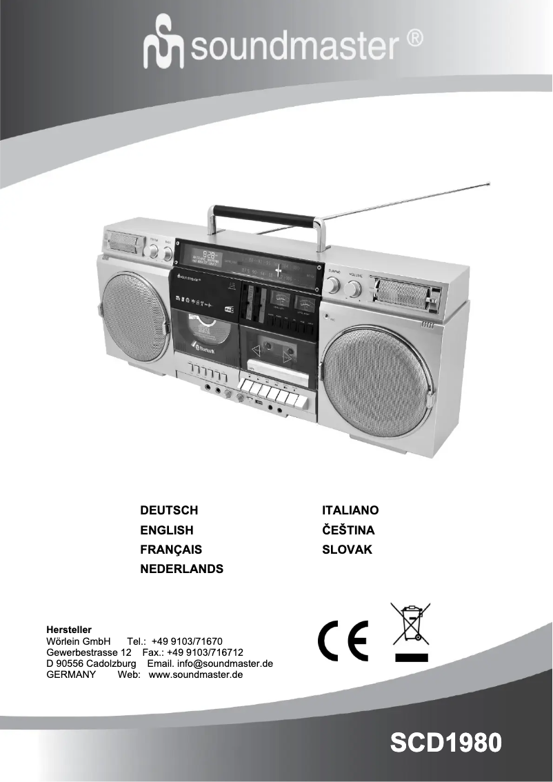 Page n°1 - Manuel utilisateur Soundmaster SCD1980