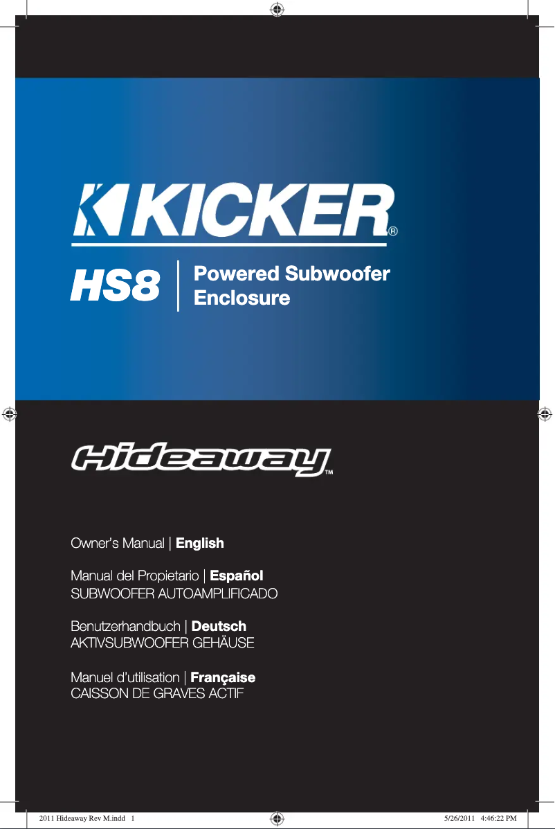 Página 1 del manual Manual de usuario Kicker Hideaway HS8
