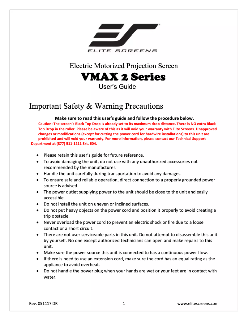 Image de la première page du manuel de l'appareil VMAX2 VMAX119XWS2