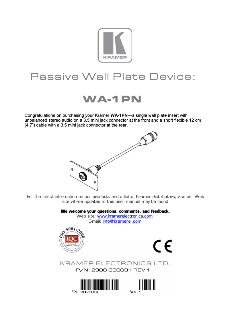 Image de la première page du manuel de l'appareil WA-1PN