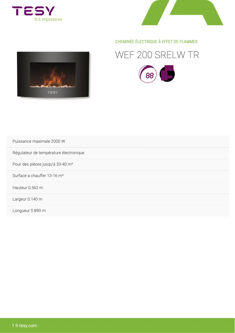 Page 1 de la notice Manuel utilisateur Tesy WEF 200 SRELW TR