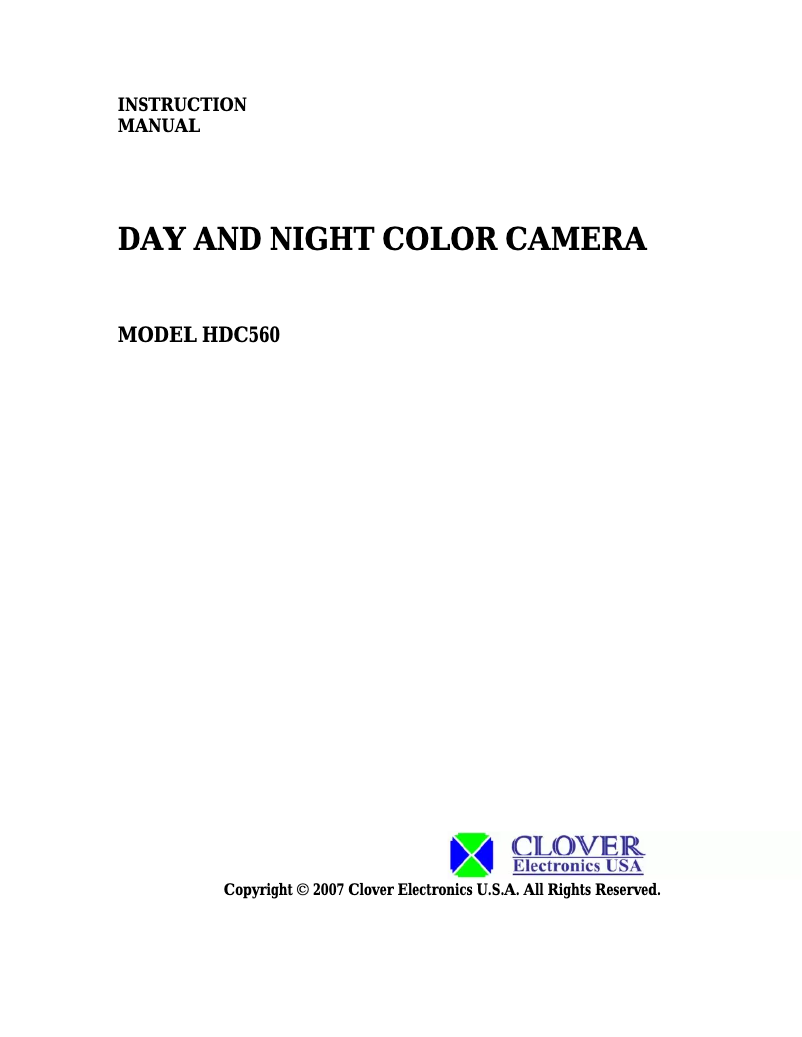 Page n°1 - Manuel utilisateur Clover Electronics HDC560