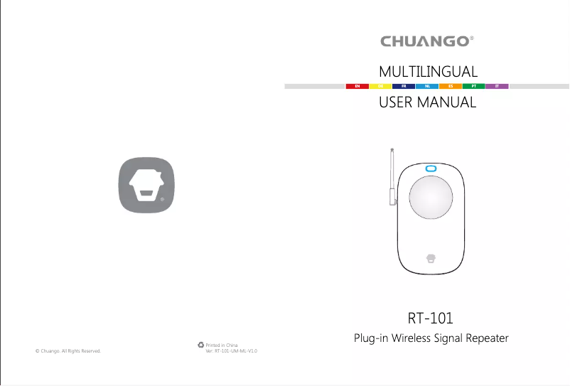 Page 1 de la notice Manuel utilisateur Chuango RT-101