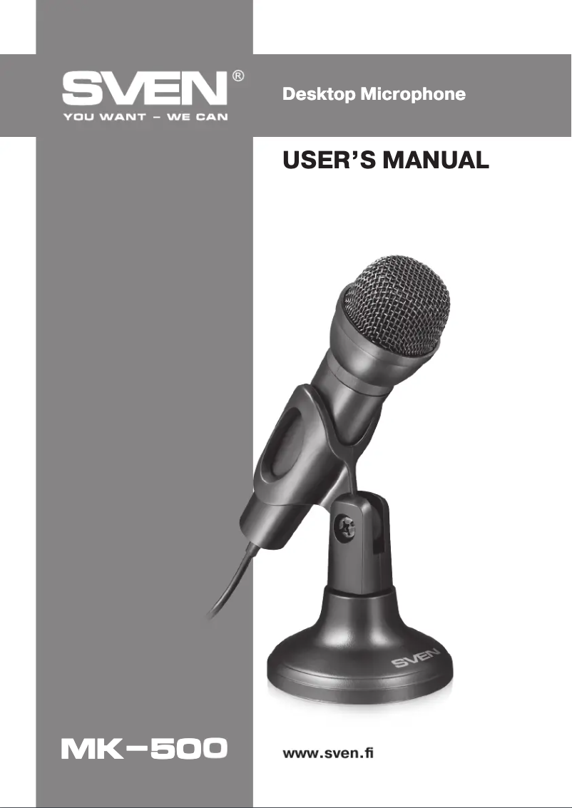 Page n°1 - Manuel utilisateur Sven MK-500