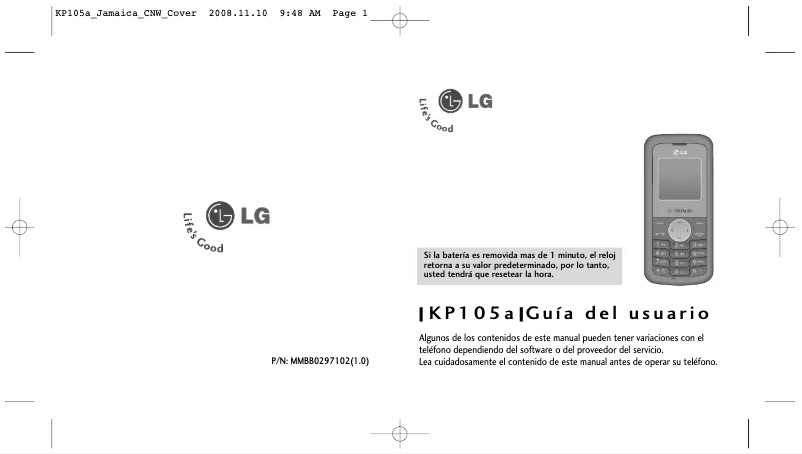 Image de la première page du manuel de l'appareil KP105A
